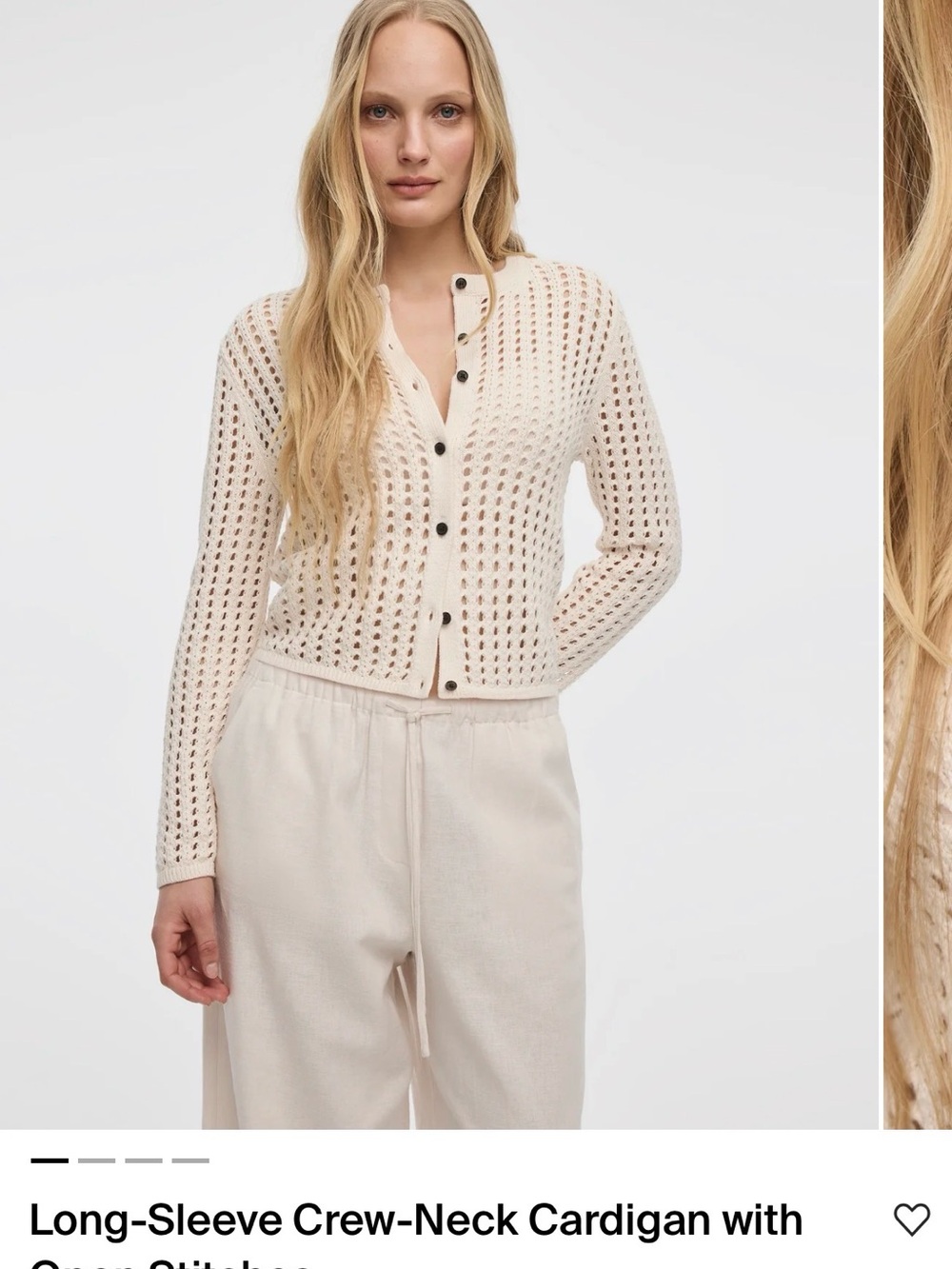 Reitmans Open-Stitch Crew-Neck Cardigan in Cream